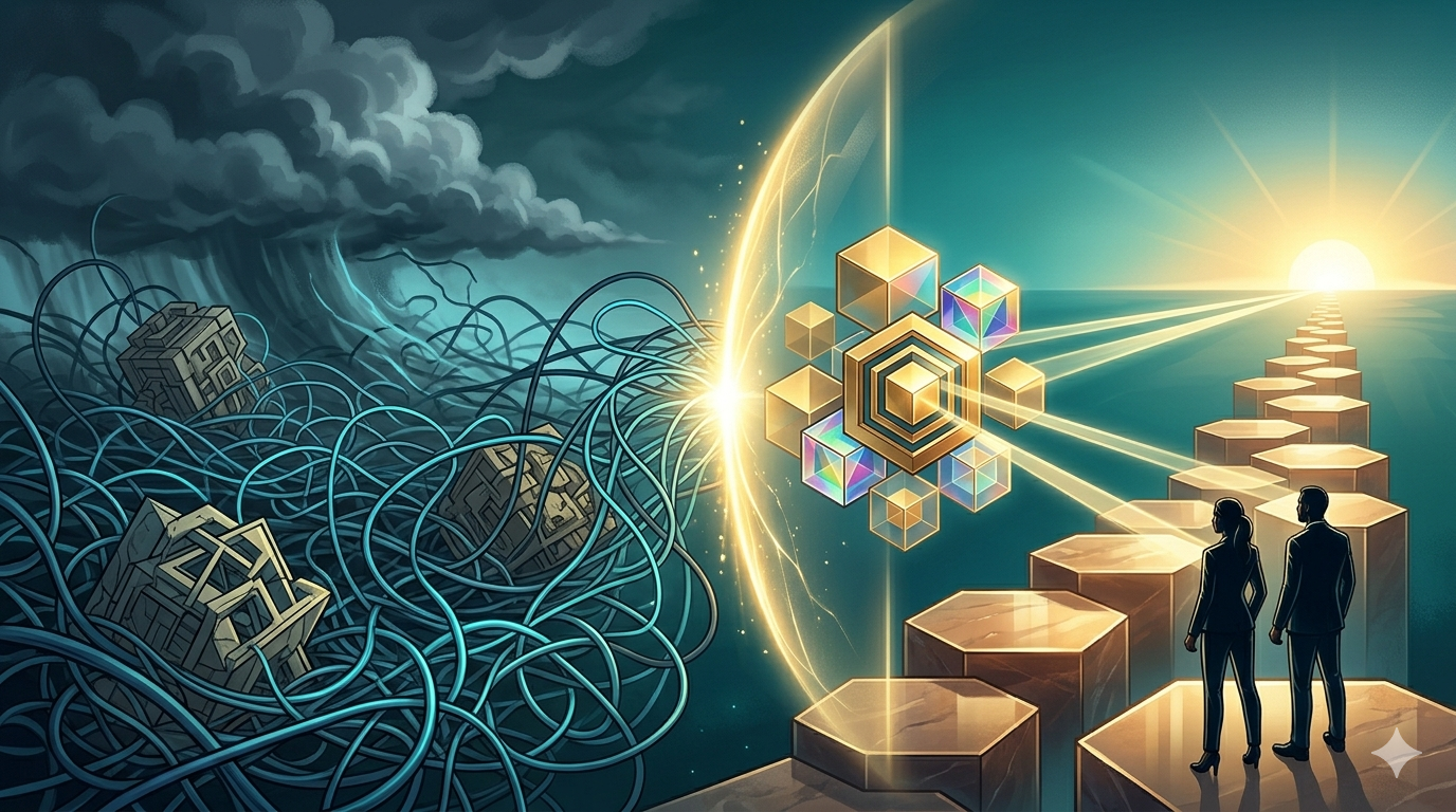 Abstract illustration representing scope as a leadership boundary and commitment.